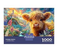 Fluffy Calf by Stream And Castle Puzzle Da 1000 Pezzi Cute Highland Cow Giocattolo Educativo Per Bambini Dai 12 Anni in Su E Adulti 52x38cm/1000pcs