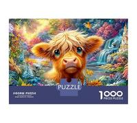 Fluffy Calf by Waterfall And Castle Puzzle Da 1000 Pezzi Cute Highland Cow Perfetto Regalo Per Ragazzi, Ragazze, Uomini E Donne 38x26cm/1000pcs