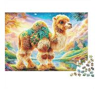 Fluffy Camel with Leafy Pattern Puzzle Da 1000 Pezzi Desert-style Camel Sfida Di Ingegno Per Adulti E Bambini 52x38cm/1000pcs