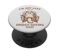 Fluffy Cat, I'm Not Lazy,Modalità risparmio energetico, Bubble Boba Tea PopSockets PopGrip Adesivo
