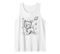 Fluffy Dog Space Explorer, Stravagante Design Canino cosmico Canotta