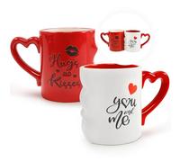 Fluffy Dreams Set di tazze da caffè che si baciano coppia innamorata in confezione regalo Tazza con scritta "You and Me" Tazze per coppie in rosso/bianco regalo romantico per San Valentino matrimonio