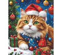 Fluffy Festive Feline Notebook - Ginger Cat Christmas Journal: 110 Lined Pages, 7.5” x 9.25” Cute Holiday Gift for Cat Lovers & Christmas Fans