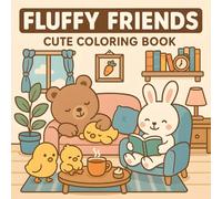 Fluffy Friends: Super Cute Coloring Book for Adults & Teens Featuring Adorable Animal Buddies and Cozy Hygge Scenes for Relaxation And Stress Relief