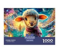 Fluffy Lamb in Scarf, Snowy Magical Landscape Puzzle Da 1000 Pezzi Sheep Elemento Essenziale Per Le Serate Di Giochi in Famiglia, Adulti E Bambini 70x50cm/1000pcs