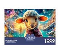 Fluffy Lamb in Scarf, Snowy Magical Landscape Puzzle Da 1000 Pezzi Sheep Sfidante E Di Ingegno Per Tutte Le Età 38x26cm/1000pcs