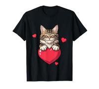 Fluffy Maine Coon - Gatto con Grande Cuore Rosso Maglietta