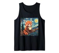 Fluffy Panda Rosso con Tazza da tè Van Gogh Starry Night Art Canotta