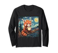 Fluffy Panda Rosso con Tazza da tè Van Gogh Starry Night Art Maglia a Manica
