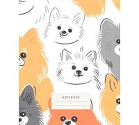 Fluffy Pomeranian Charm Notebook: This delightful notebook features a charming design of adorable Pomeranian dogs in shades of white, orange, and gray.