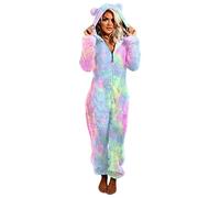 Fluffy Snuggle Felpa con Cappuccio Pigiama Intero da Donna in Pile Animale Monopezzo con Cappuccio in Flanella Abbigliamento da Notte Caldo Tutto in Uno Super Morbido Loungewear Comodo Abbigliamento