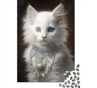 Fluffy White Kitten 05 Puzzle da 1000 pezzi, regali di Natale, puzzle di carta per adolescenti, puzzle divertenti da 1000 pezzi (38x26 cm)