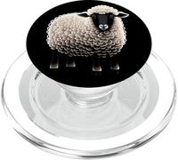 Fluffy White Sheep Cartoon Semplice Divertente Fattoria Animali Nero PopSockets PopGrip per MagSafe