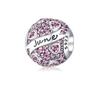 FLUFLO Ciondolo da donna con 12 pietre portafortuna, in argento Sterling 925, compatibile con Pandora e gioielli europei.M1, Argento sterling, Zirconia cubica artificiale