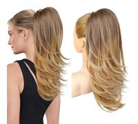 FLUFYMOOZ Extension a coda di cavallo da donna, 50,8 cm, con coulisse, coda di cavallo da donna, morbida, dall'aspetto naturale, sintetico, coda di cavallo (da marrone cioccolato a marrone chiaro)