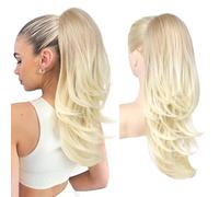 FLUFYMOOZ Extension a coda di cavallo da donna, 50,8 cm, con coulisse, coda di cavallo da donna, morbida, dall'aspetto naturale, sintetico, coda di cavallo (dal biondo scuro al biondo chiaro)