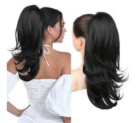 Flufymooz Extension a coda di cavallo da donna, 50,8 cm, con coulisse, extension per capelli da donna, morbida, dall'aspetto naturale, sintetica, coda di cavallo (colore: nero naturale)