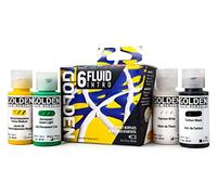 Fluid Acrylics by GOLDEN, Fluid Intro Set, 6 Color, 30 ml Bottles, Professional Acrylic Paint