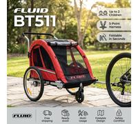 FLUID BT511 Rimorchio Pieghevole per Bicicletta per Bambini con Pneumatici Traspiranti e Ammortizzanti e Spazio di Stoccaggio, Carrello Passeggino per Animali Domestici da Esterno