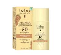 Babo Botanicals Daily Sheer Fluid Tinted Mineral Sunscreen Lotion SPF 50 With Non-Nano Zinc Oxide - Golden-Hued Tint, For Sensitive Skin - Fragrance Free & Ultra-Lightweight - 1.7 Fl. Oz.