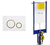 Fluidmaster Placca Vela Bianco Con Anello Dorato + Modulo Autoportante Per Wc Sospeso Duplo 199 Codice Prod: P47-0205-0250 T02-2116-0250