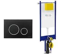 Fluidmaster Placca Vela Nero Con Anello Cromo Lucido + Modulo Autoportante Per Wc Sospeso Duplo 199 Codice Prod: P47-0202-0250 T02-2116-0250