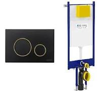 Fluidmaster Placca Vela Nero Con Anello Dorato + Modulo Autoportante Per Wc Sospeso Duplo 199 Codice Prod: P47-0235-0250 T02-2116-0250