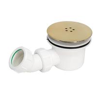 Fluidmaster Sifone per doccia Hi-Flow, 90 mm, in ottone spazzolato e bianco, drenaggio rapido e design elegante