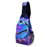 Fluorescent Owls Under Dreamy Night Sky Donna Uomo Sling Bag Multitasche Borsa A Spalla Leggera Zaino Monospalla Per Sportiva Treeking Ciclismo