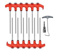 Fluorescent Tent Pegs, Hexagonal Screw Thread Ground Nails, Stable Secure Pins for Lawn, Beach, Canopy, Greenhouse, Tarp, Artificial Turf, Plant Irrigation, Fence, Outdoor Camping and Gardening Use