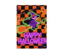 Fluorescente Arancione Scacchi Halloween Volare Strega bandiere di pace per all'aperto chritmas banner per la decorazione esterna 28x40 doppia faccia