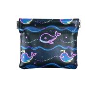 Fluorescente Balena Blu Onda di Modo Delle Donne di Cuoio Della Moneta Portamonete Portatile Titolare per Gli Uomini Donne Viaggi Mujer