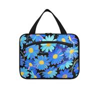 Fluorescente Blu Margherite Art Deco Hanging Uomo Toiletry Borsa da Viaggio con Gancio, Designer Lavabile Borsa da Barba per gli Uomini per Viaggiatore Zaino Envase para Perfume de L