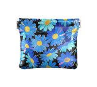 Fluorescente Blu Margherite Art Deco Moda Donna In Pelle Cambiamento Della Moneta Borsa Decorativa Mini Trucco Borsa per gli Uomini Donne Viaggio monedero Pequeno para Mujer