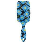 Fluorescente Blue Daisies Art Deco spazzola delicata per gli uomini capelli ricci Progettato massaggiatore testa per capelli corti con manico ergonomico cepillo para pelo rizado