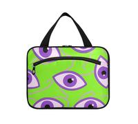 Fluorescente Verde Occhio Graffiti Hanging Makeup Bag Grande Viaggio con Gancio, Designer Sacchetto Pieghevole per Trucco per papà Trip cartera para maquillaje, Graffiti Occhi Verde Fluorescente, L