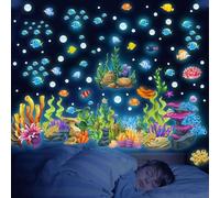 Fluorescenti Animali Marini Adesivi, Murali Creature Dell'oceano Sticker, Marin Creature Luminose Autoadesive, Decorazione Murali Sticker per la Casa, Camera da Letto Cameretta Finestra Soggiorno