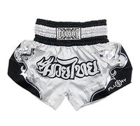 FLUORY Pantaloncini da Muay Thai, resistenti agli strappi, da boxe, MMA, combattimento, calcio, abbigliamento per uomini, donne, bambini, arti marziali, allenamento, grpling., bianco, L