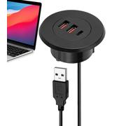 Flush - Mount, presa USB usata per contatori da tavolo, blocco accessori elettronico con cavo di carica da 4,92 piedi, presa rotonda per mobili, telefono, tablet, ufficio