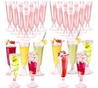 Flute Da Champagne Da 30 Pezzi, Calici Di Plastica, Calici Natalizi, Bicchieri Plastica Rigida Lavabili Da 150 Ml, Riutilizzabili, Bicchieri Da Vino Per Feste, Matrimoni, Compleanni (rosa)