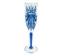 Flûte Di Champagne In Vetro Di Murano Blu Dipinta A Mano Stelo Leggero 22,5cm