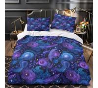 FluteDesign copripiumino Set di 3 Pezzi microfibra stampa di 3D con federa cerniera nascosta per cuscini acquerello Fantasy Set Di Copripiumino for bambini e adolescenti King（220x240cm）