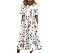 FlutVolt Abito estivo da donna abiti lunghi eleganti da donna abito estivo da donna maxi abito chic da donna a maniche corte casual abiti estivi da donna abito da spiaggia leggero e arioso abito boho