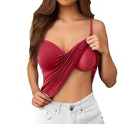 FlutVolt Canottiera da donna in cotone con reggiseno integrato, regolabile, senza ferretto, spalline larghe, canotta con scollo a V, canotte di base, top per yoga, shapewear reggiseno, camicie da