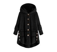 FlutVolt Cappotto da donna, elegante giacca invernale da donna, parka taglie forti, moderno, festivo, a maniche lunghe, a blocchi di colore, riscaldato, abbottonato, maglione natalizio in pile, #12