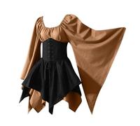 FlutVolt Kim Possible - Abito medievale da donna con maniche a tromba, gotico, retrò, rinascimentale, cosplay, vita legata, taglie forti, carnevale, feste, Halloween