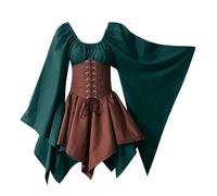 FlutVolt Kim Possible - Abito medievale da donna con maniche a tromba, gotico, retrò, rinascimentale, cosplay, vita legata, taglie forti, carnevale, feste, Halloween