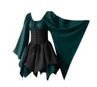 FlutVolt Kim Possible - Abito medievale da donna con maniche a tromba, gotico, retrò, rinascimentale, cosplay, vita legata, taglie forti, carnevale, feste, Halloween