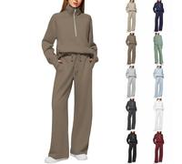 FlutVolt Tuta da jogging da donna, 2 pezzi, invernale, caldo, in velluto, con colletto rialzato, per la casa, per il tempo libero, tuta da donna, Kh1., XL