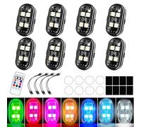 Flux - Wireless RGB LED Lights with Remote Control, 8 Colors, 10 Flash Modes, USB Charging, Anti-Collision Waterproof Emergency Warning Light for Drone, Car, Motorcycle, Bike (8-Light Set)
